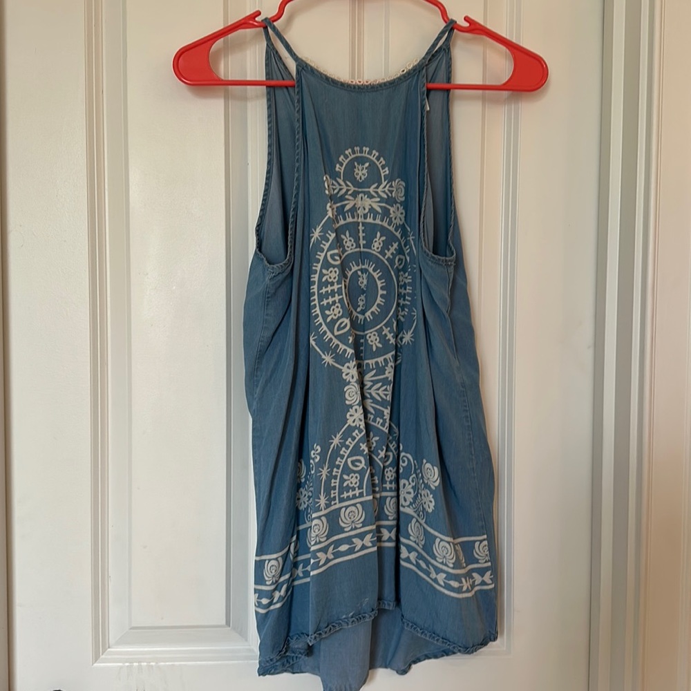Denim swing halter tank